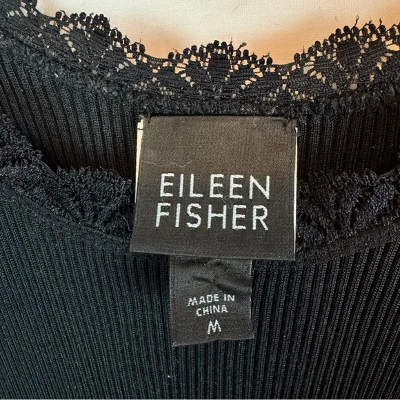 Eileen Fisher | 100% Silk Tank w Lace Edge, M - Picture 4 of 8